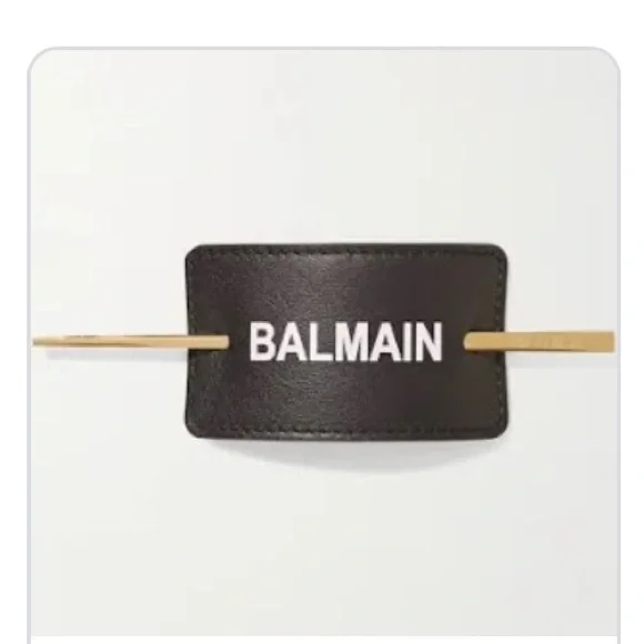 Accessories | Balmain Gold Plated Hair Pin Embossed Leather  display picture 3